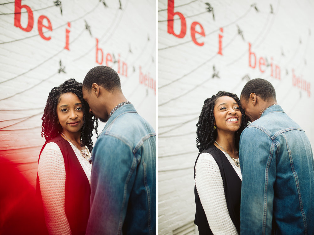  engagement photos with red writing  