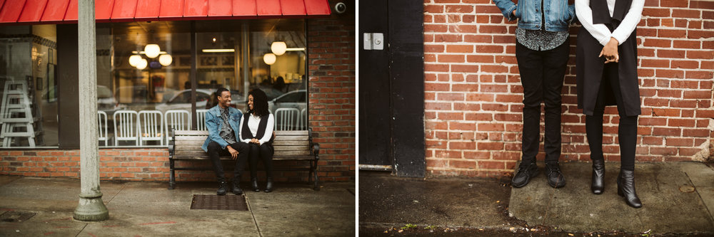  brick building and cafe for engagement photo location 