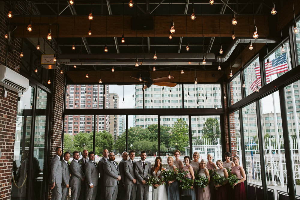  The bridal party in the venue at this Battello Wedding in Jersey City, NJ 