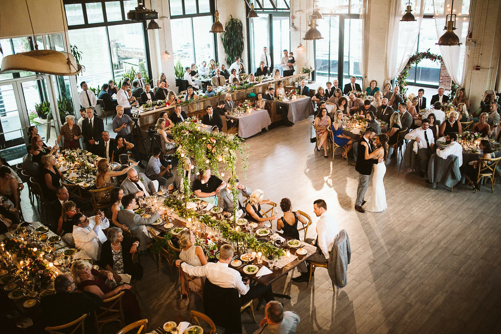  An overhead view of the reception and dance floor at this Battello Wedding in Jersey City, NJ 