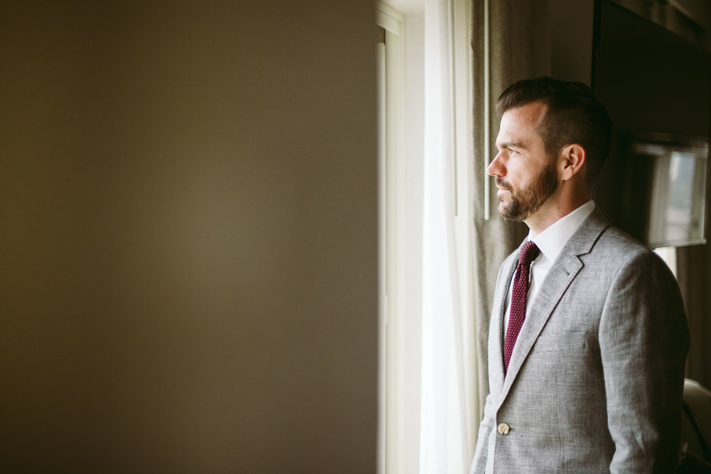  A portrait of the groom before the wedding at this Battello Wedding in Jersey City, NJ 