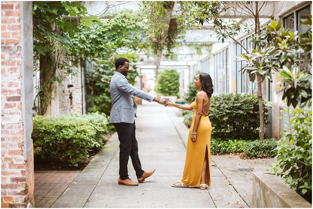  couple dancing for engagement session in atlanta 