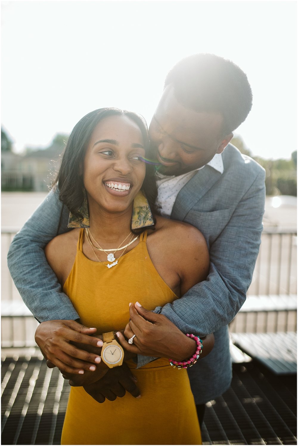  couple dressed up for engagement session in atlanta 