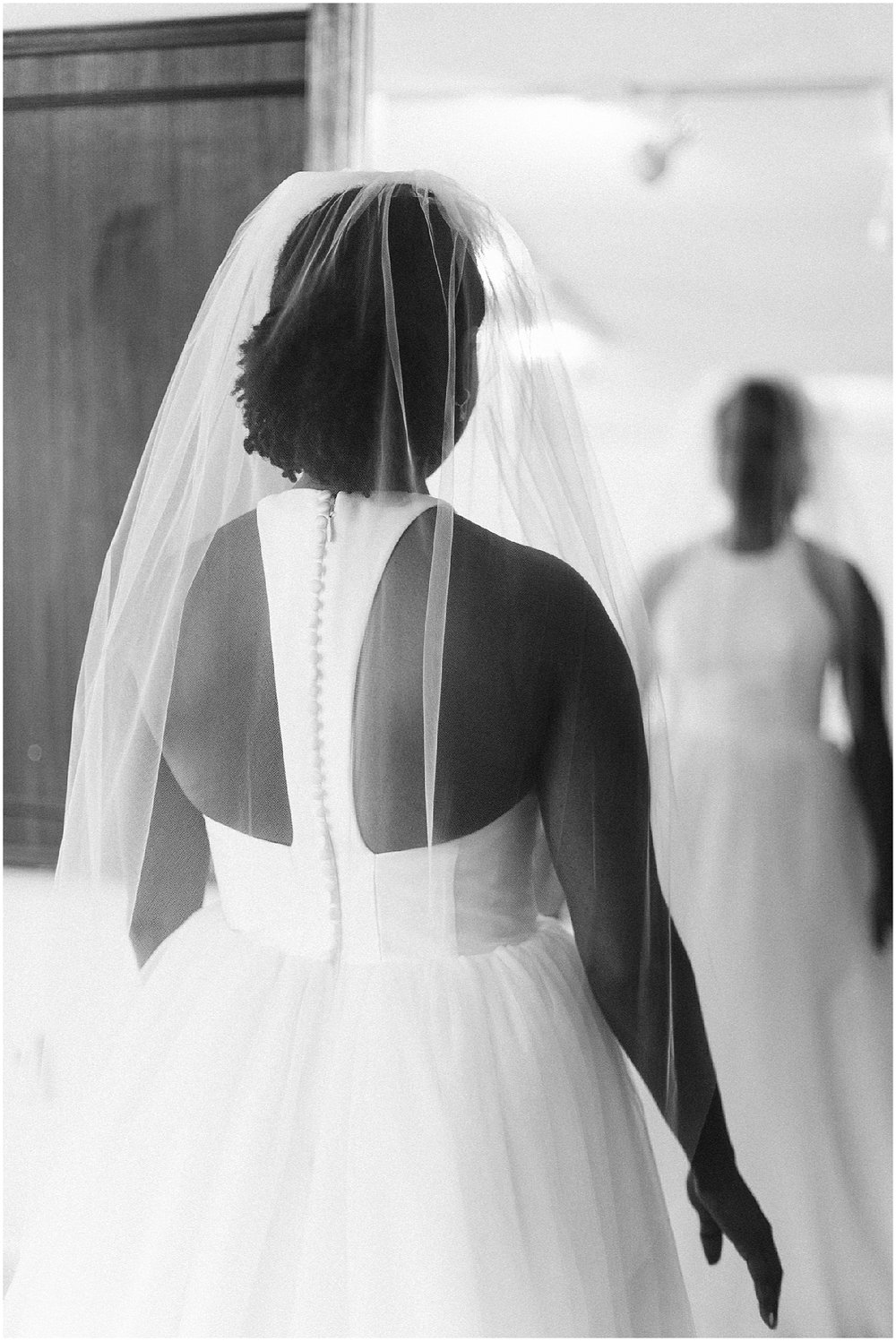  black and white bride portrait 