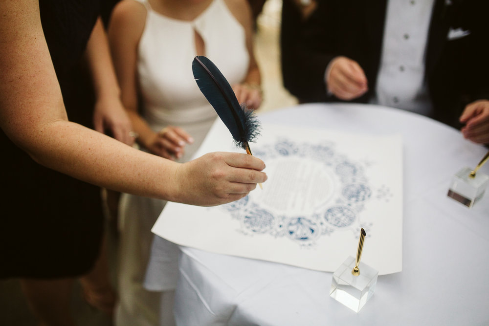  custom ketubah signing at jewish wedding 
