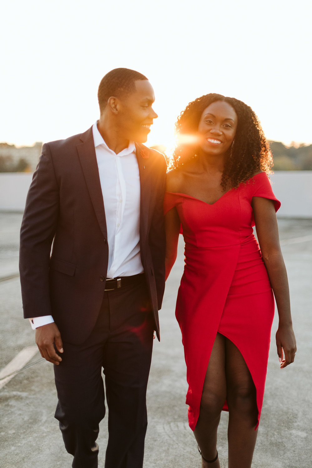 cute stylish black couple during engagement shoot 
