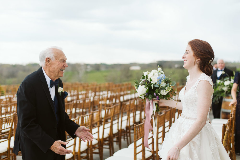  bride and grandfather first look 