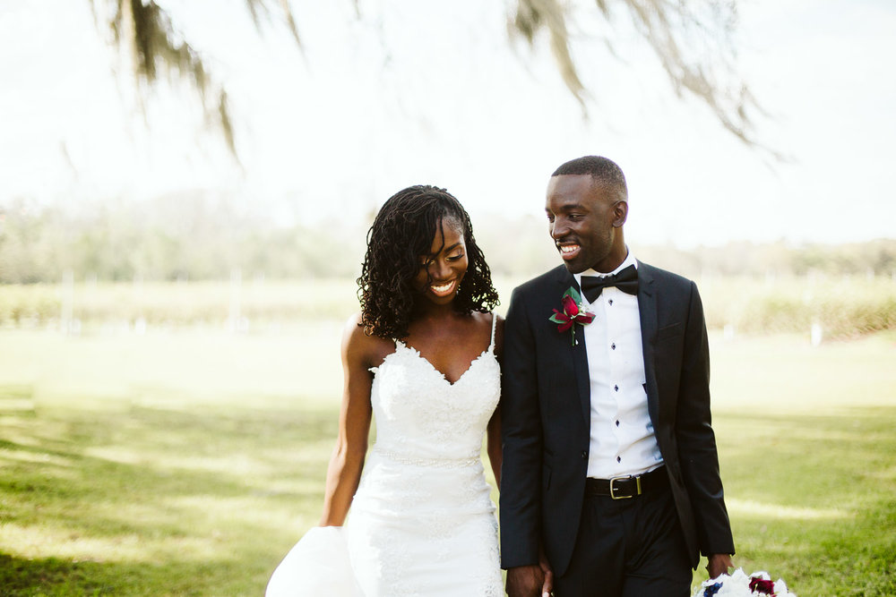  black bride with sister locs and groom 