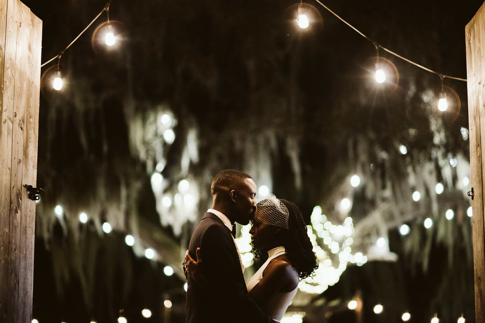 nighttime wedding portrait at ever after farms 