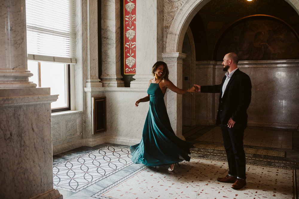  cute couple dancing during washington dc engagement session 