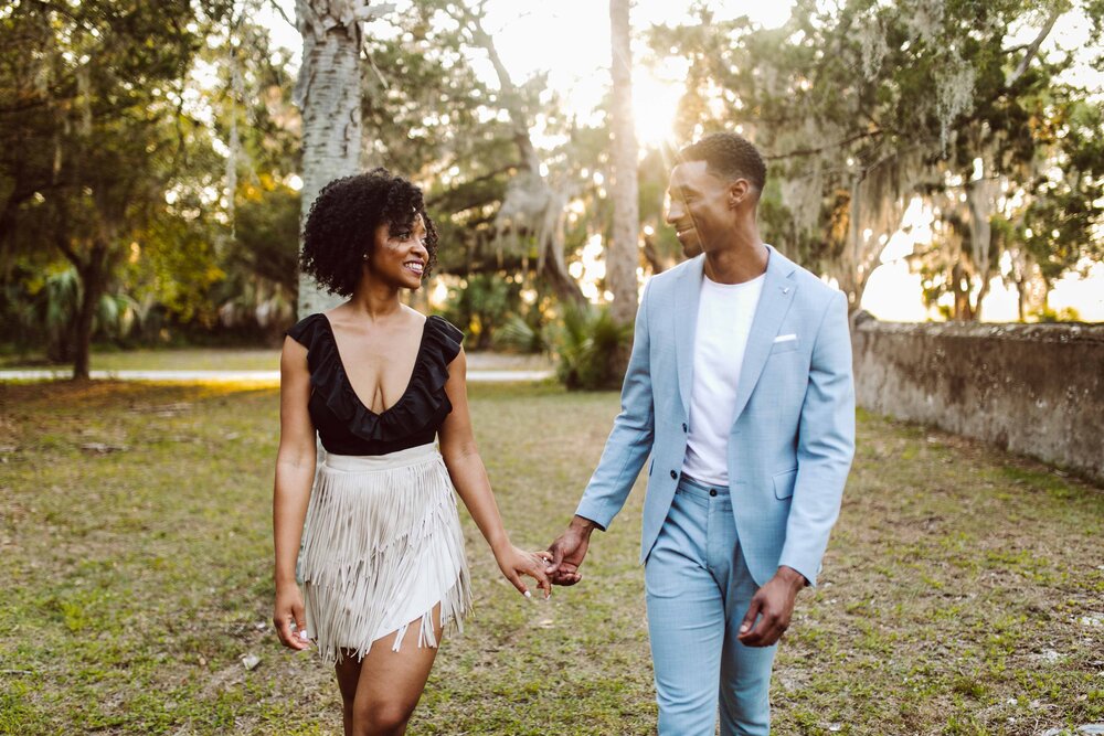  beautiful black couple during engagement shoot 