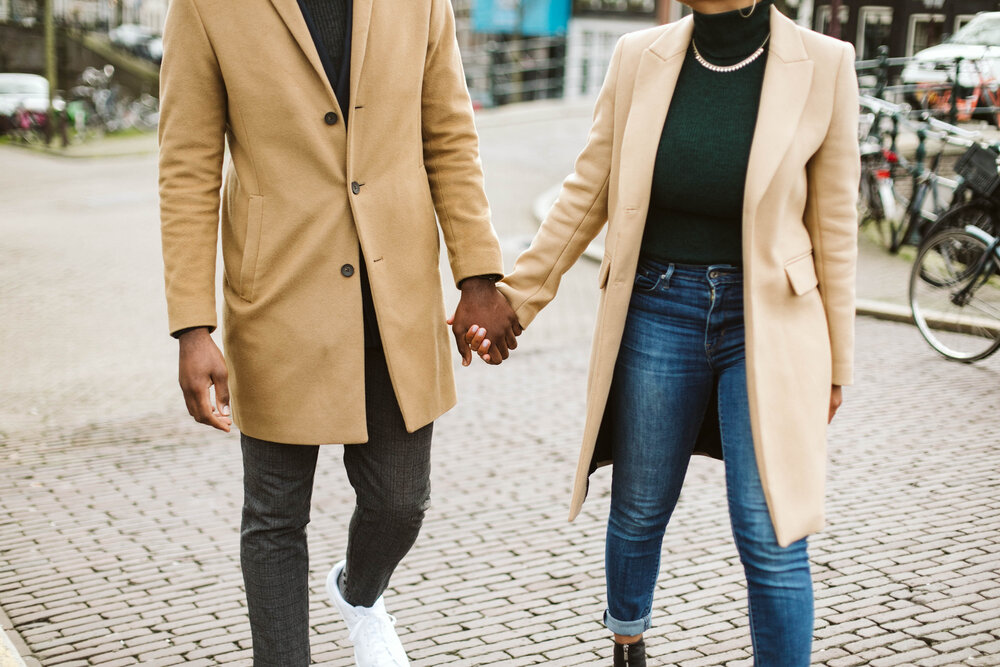  black couple holding hands in amsterdam 