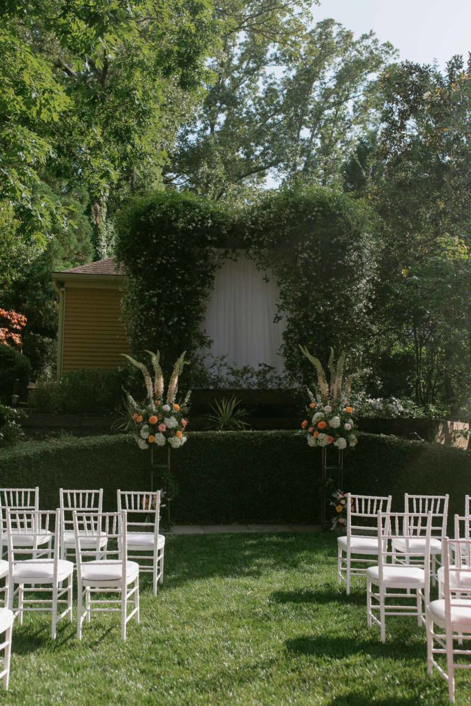 ceremony decor for spring backyard wedding