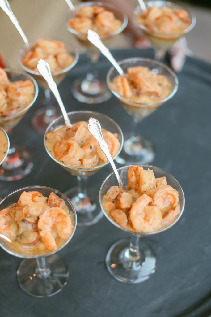 shrimp and grits during wedding cocktail hour