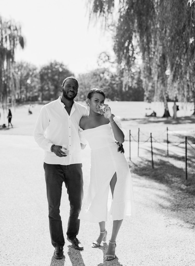 Black and white film image of a young couple in Washington DC by film photographer Kiyah C Photography