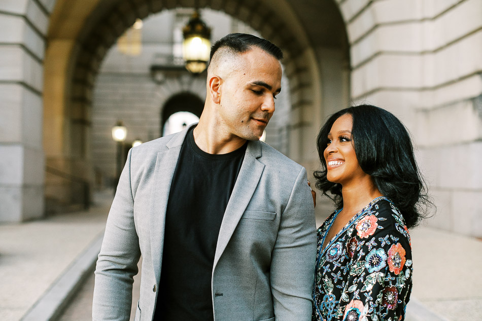 Fall engagement session at andrew mellon auditorium in DC
