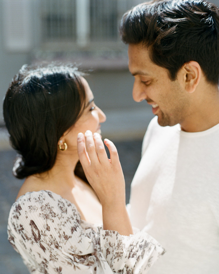 Out of focus engagement session shot on film