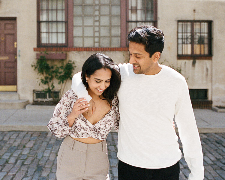 Indian couple during NYC west village engagement session