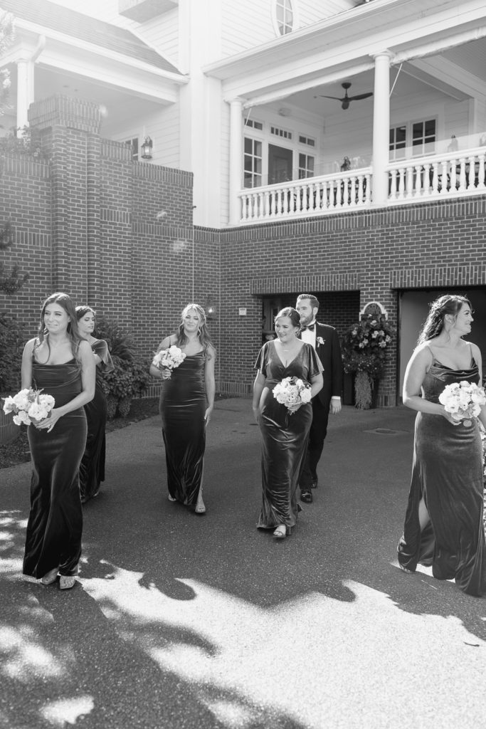 bridesmaids at clubhouse at baywood delaware wedding venue