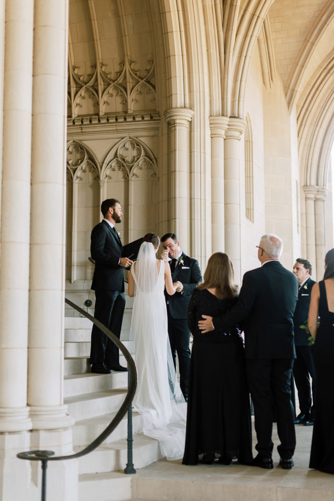 tearful ceremony at  intimate wedding at the national cathedral